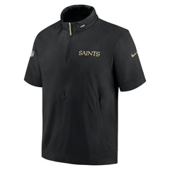 New Orleans Saints 2024 Sideline Coach Short Sleeve Half-Zip Hoodie Jacket - Black discount