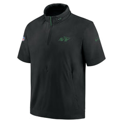 New York Jets 2024 Sideline Coach Short Sleeve Half-Zip Hoodie Jacket - Black sale