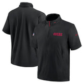San Francisco 49ers 2024 Sideline Coach Short Sleeve Half-Zip Hoodie Jacket - Black sale