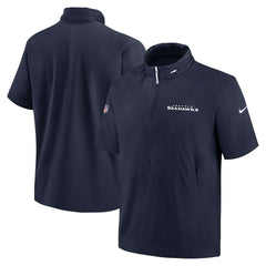 Seattle Seahawks 2024 Sideline Coach Short Sleeve Half-Zip Hoodie Jacket - College Navy discount