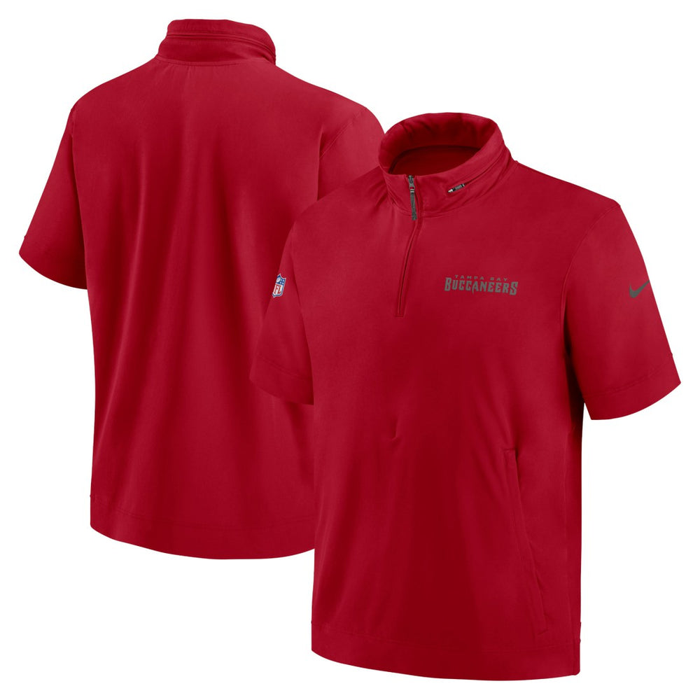 Tampa Bay Buccaneers 2024 Sideline Coach Short Sleeve Half-Zip Hoodie Jacket - Red for sale