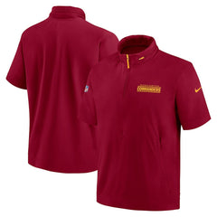 Washington Commanders 2024 Sideline Coach Short Sleeve Half-Zip Hoodie Jacket - Burgundy discount