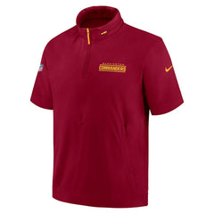 Washington Commanders 2024 Sideline Coach Short Sleeve Half-Zip Hoodie Jacket - Burgundy discount