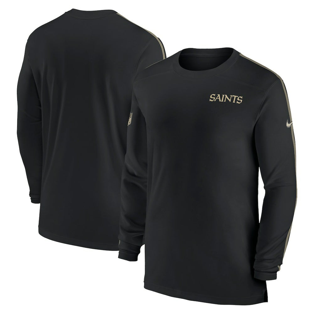 New Orleans Saints Sideline Coach UV Performance Long Sleeve T-Shirt - Black for sale