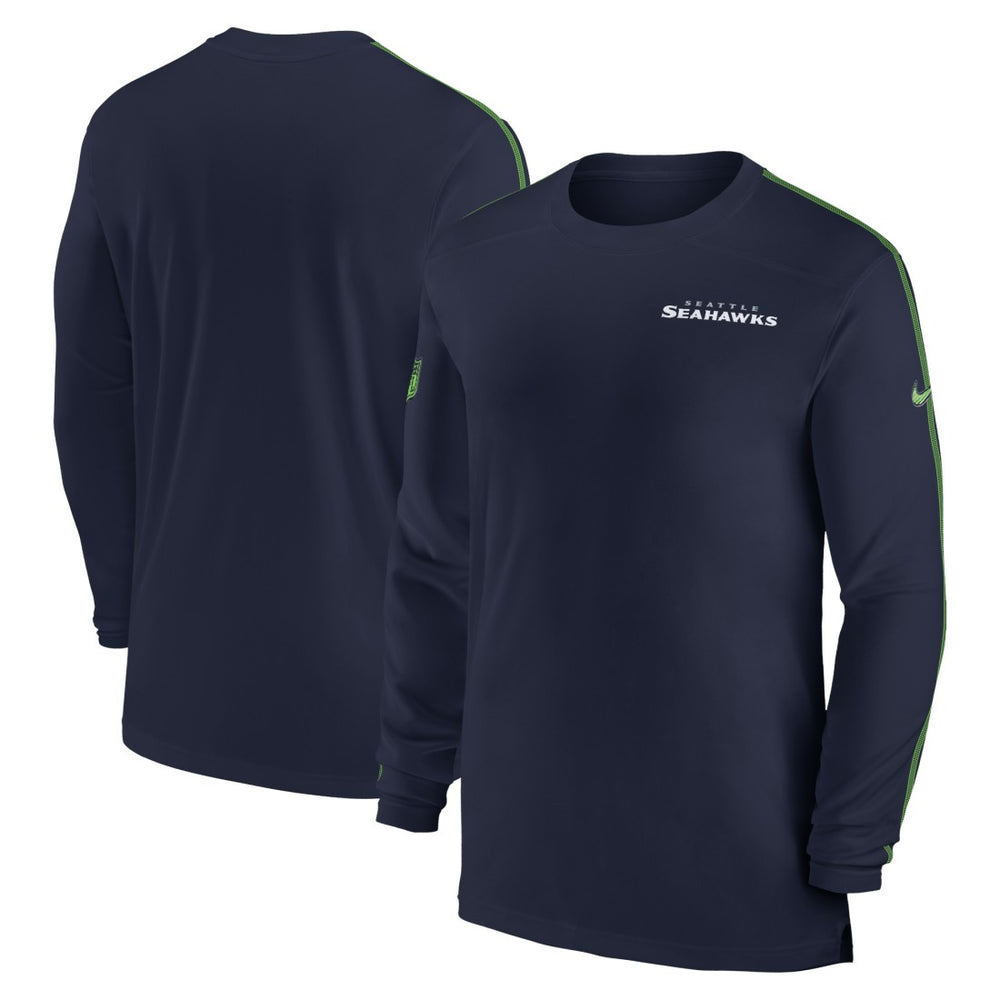 Seattle Seahawks Sideline Coach UV Performance Long Sleeve T-Shirt - College Navy on sale