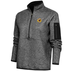 San Diego Padres Antigua Women's Cooperstown Logo Fortune Quarter-Zip Pullover Jacket Heather Black