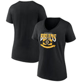 Boston Bruins Women's Slapshot V-Neck T-Shirt - Black T-shirts