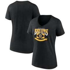 Boston Bruins Women's Slapshot V-Neck T-Shirt - Black T-shirts