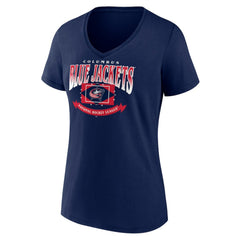 Columbus Blue Jackets Women's Slapshot V-Neck T-Shirt - Navy T-shirts