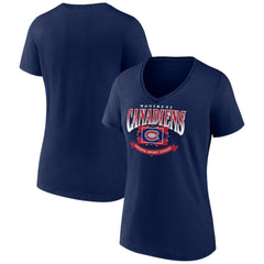 Montreal Canadiens Women's Slapshot V-Neck T-Shirt - Navy T-shirts