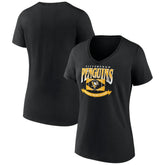 Pittsburgh Penguins Women's Slapshot V-Neck T-Shirt - Black T-shirts