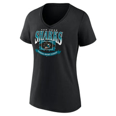 San Jose Sharks Women's Slapshot V-Neck T-Shirt - Black T-shirts