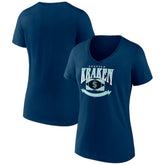 Seattle Kraken Women's Slapshot V-Neck T-Shirt - Deep Sea Blue T-shirts