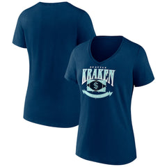 Seattle Kraken Women's Slapshot V-Neck T-Shirt - Deep Sea Blue T-shirts