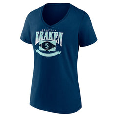 Seattle Kraken Women's Slapshot V-Neck T-Shirt - Deep Sea Blue T-shirts