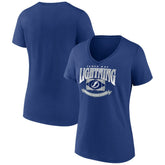 Tampa Bay Lightning Women's Slapshot V-Neck T-Shirt - Blue T-shirts