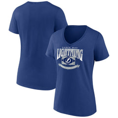 Tampa Bay Lightning Women's Slapshot V-Neck T-Shirt - Blue T-shirts