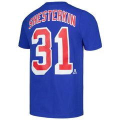 Igor Shesterkin New York Rangers Youth Player Name & Number T-Shirt - Blue T-shirts