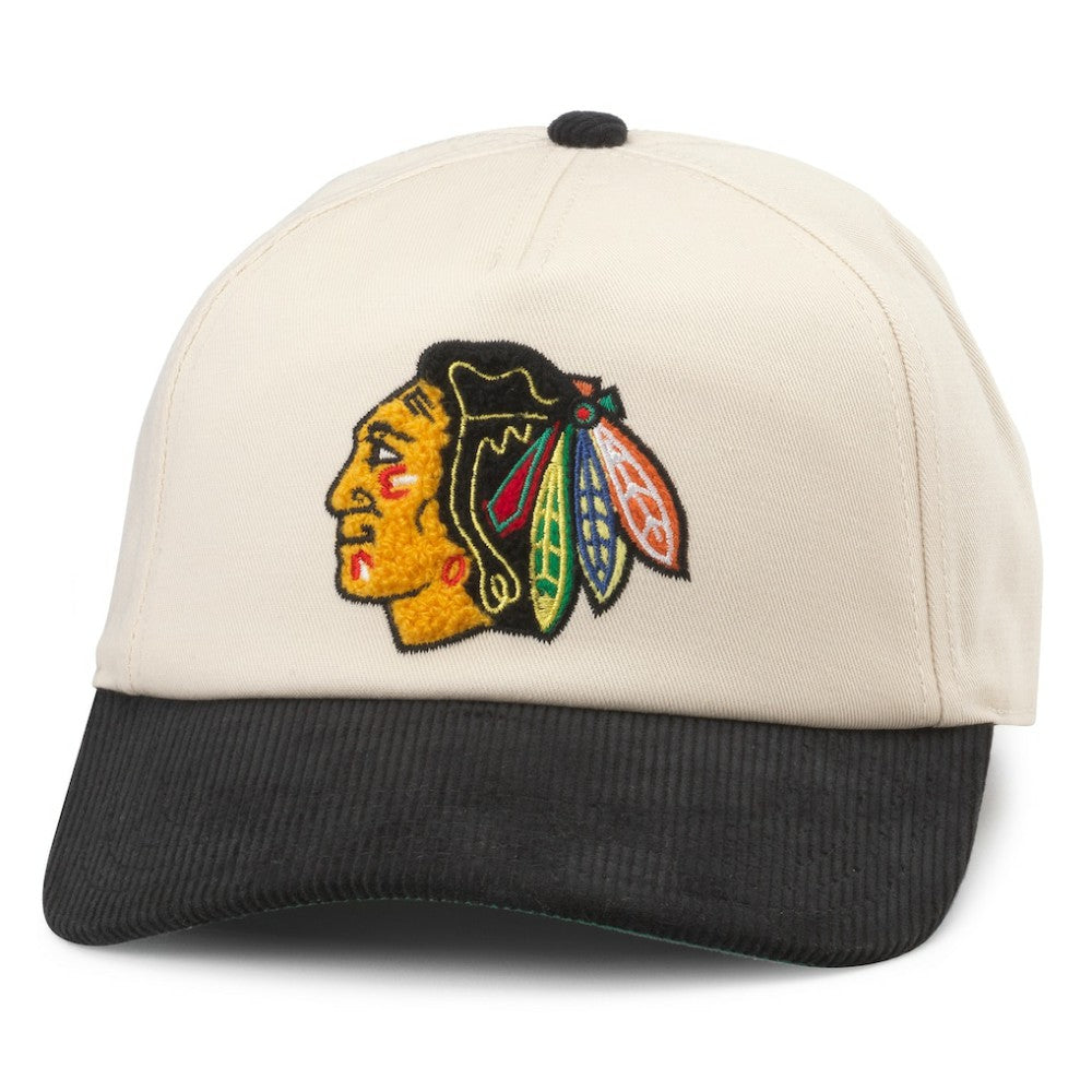 Chicago Blackhawks American Needle Burnett Adjustable Hat - Cream/Black Hats