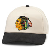 Chicago Blackhawks American Needle Burnett Adjustable Hat - Cream/Black Hats
