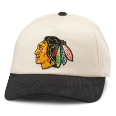 Chicago Blackhawks American Needle Burnett Adjustable Hat - Cream/Black Hats