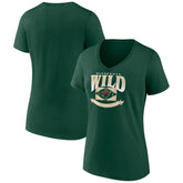 Minnesota Wild Women's Slapshot V-Neck T-Shirt - Green T-shirts
