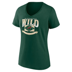 Minnesota Wild Women's Slapshot V-Neck T-Shirt - Green T-shirts