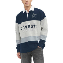 Dallas Cowboys Tommy Hilfiger Connor Oversized Rugby Long Sleeve Polo - Heather Gray/Navy cheap