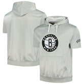 Brooklyn Nets Short Sleeve Pullover Hoodie - Silver/White for sale