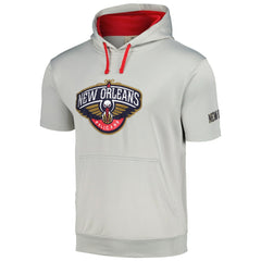 New Orleans Pelicans Short Sleeve Pullover Hoodie - Silver/Red sale