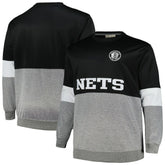Brooklyn Nets Big & Tall Split Pullover Sweatshirt - Black/Heather Gray cheap