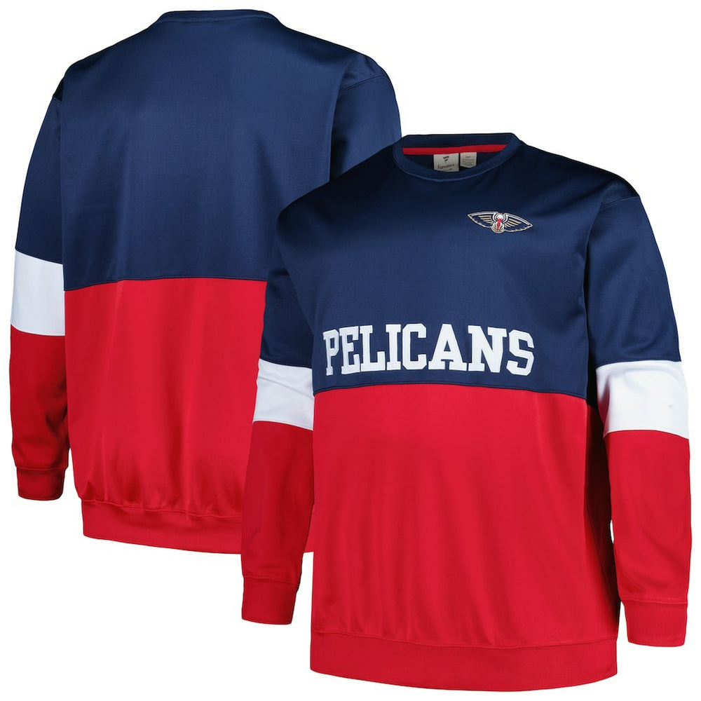 New Orleans Pelicans Big & Tall Split Pullover Sweatshirt - Navy/Red sale