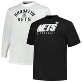 Brooklyn Nets Big & Tall Short Sleeve & Long Sleeve T-Shirt Set - Black/White sale