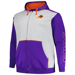 Phoenix Suns Big & Tall Contrast Pieced Stitched Full-Zip Hoodie - Purple/Heather Gray for sale