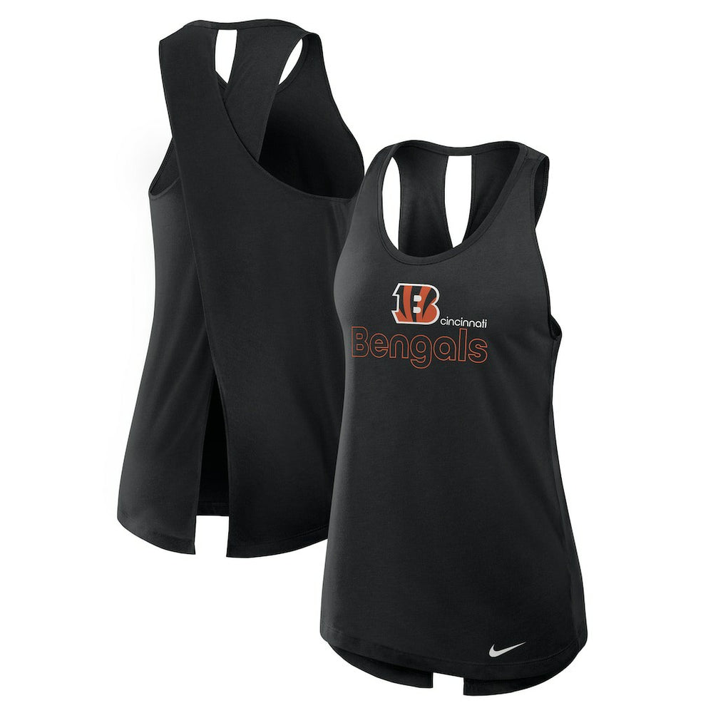 Cincinnati Bengals Women's Open-Back Crisscross Dri-FIT Tank Top - Black outlet