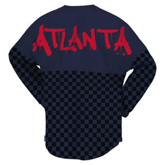 Atlanta Braves Women's Checker Print Long Sleeve T-Shirt Navy
