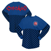 Chicago Cubs Women's Checker Print Long Sleeve T-Shirt Royal