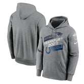 New England Patriots vs. Indianapolis Colts 2023 Frankfurt Game Pullover Hoodie - Heather Charcoal sale