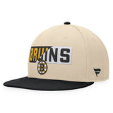 Boston Bruins Fanatics Goalaso Snapback Hat - Cream/Black Hats
