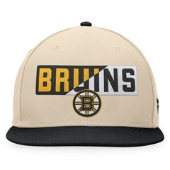 Boston Bruins Fanatics Goalaso Snapback Hat - Cream/Black Hats