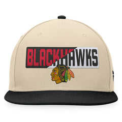 Chicago Blackhawks Fanatics Goalaso Snapback Hat - Cream/Black Hats