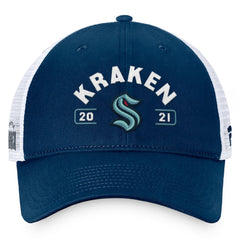 Seattle Kraken Fanatics Free Kick Trucker Adjustable Hat - Deep Sea Blue/White Hats
