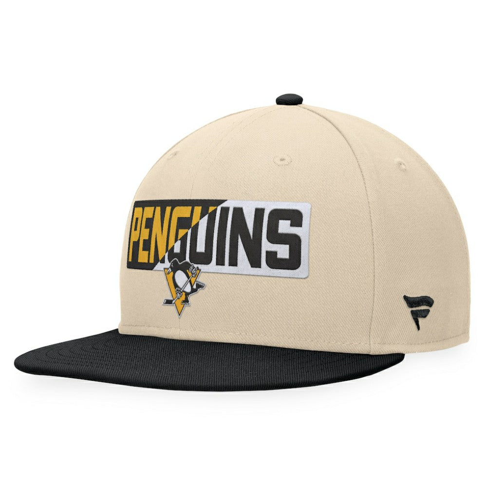 Pittsburgh Penguins Fanatics Goalaso Snapback Hat - Cream/Black Hats