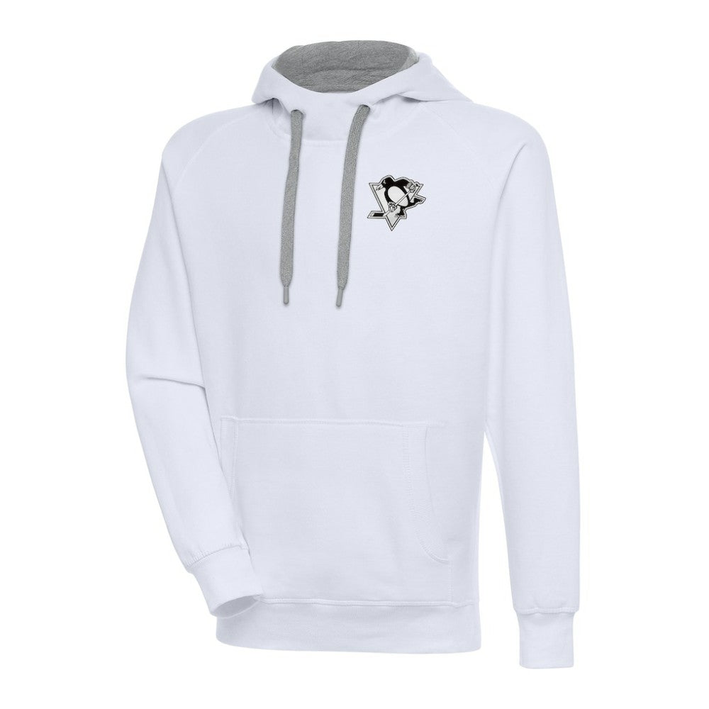 Pittsburgh Penguins Antigua Metallic Logo Victory Pullover Hoodie - White Hoodies