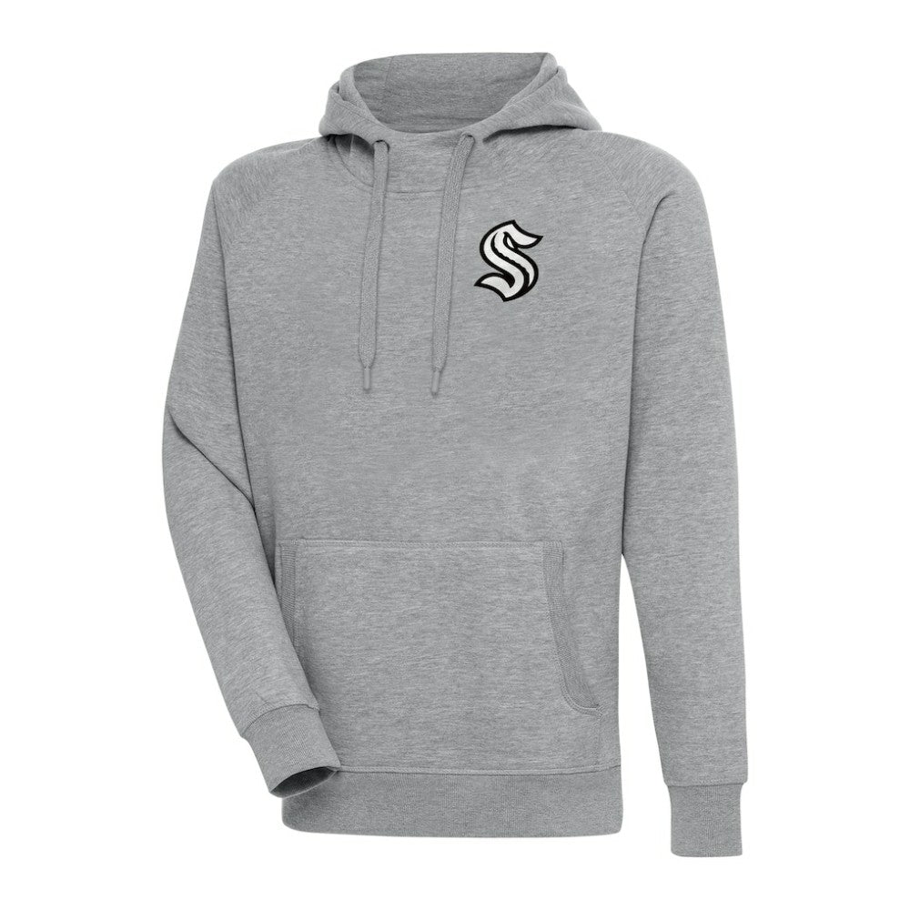 Seattle Kraken Antigua Metallic Logo Victory Pullover Hoodie - Heather Gray Hoodies