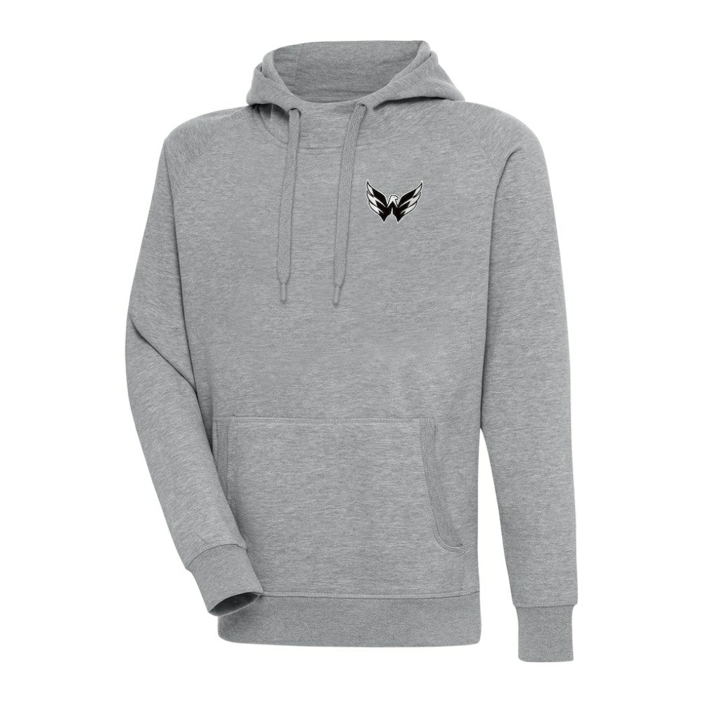 Washington Capitals Antigua Metallic Logo Victory Pullover Hoodie - Heather Gray Hoodies