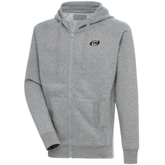 Carolina Hurricanes Antigua Metallic Logo Victory Full-Zip Hoodie - Heather Gray Hoodies