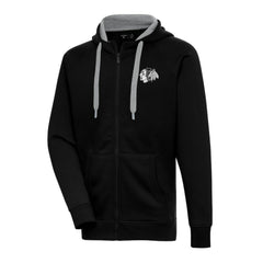 Chicago Blackhawks Antigua Metallic Logo Victory Full-Zip Hoodie - Black Hoodies