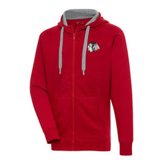 Chicago Blackhawks Antigua Metallic Logo Victory Full-Zip Hoodie - Red Hoodies