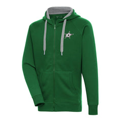Dallas Stars Antigua Metallic Logo Victory Full-Zip Hoodie - Kelly Green Hoodies